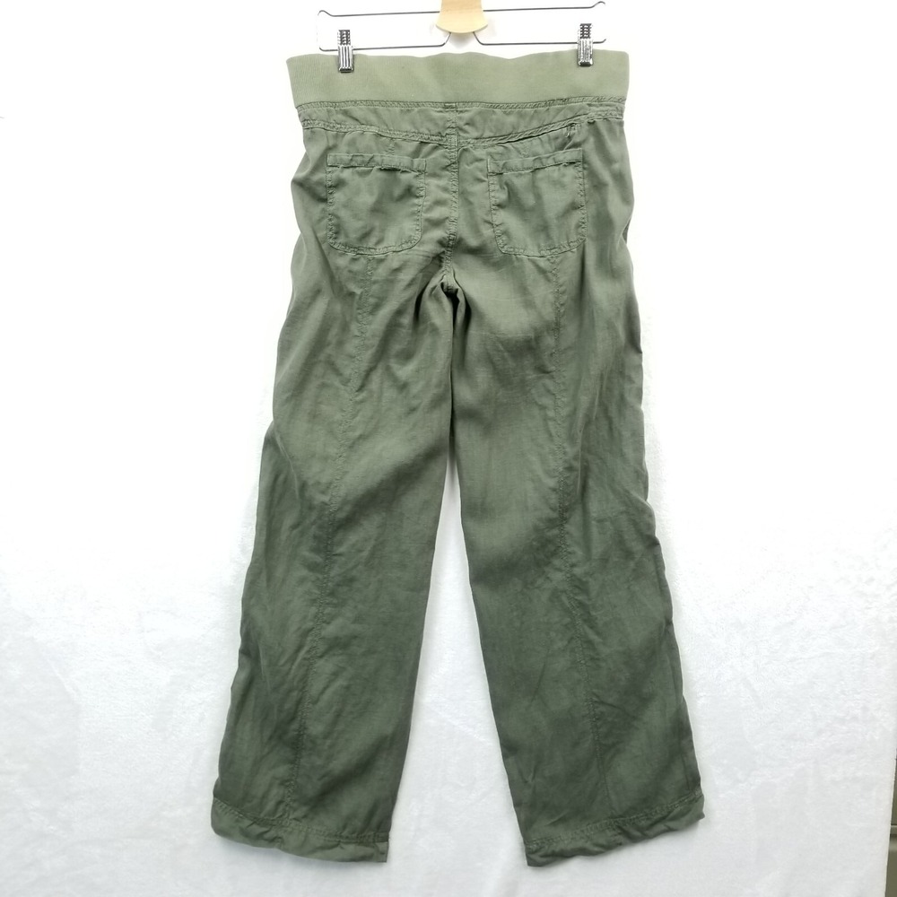 Athleta Joggers‎ 32" Olive Green 100% Linen Wide Leg Drawstring Casual Pants - Picture 2 of 13